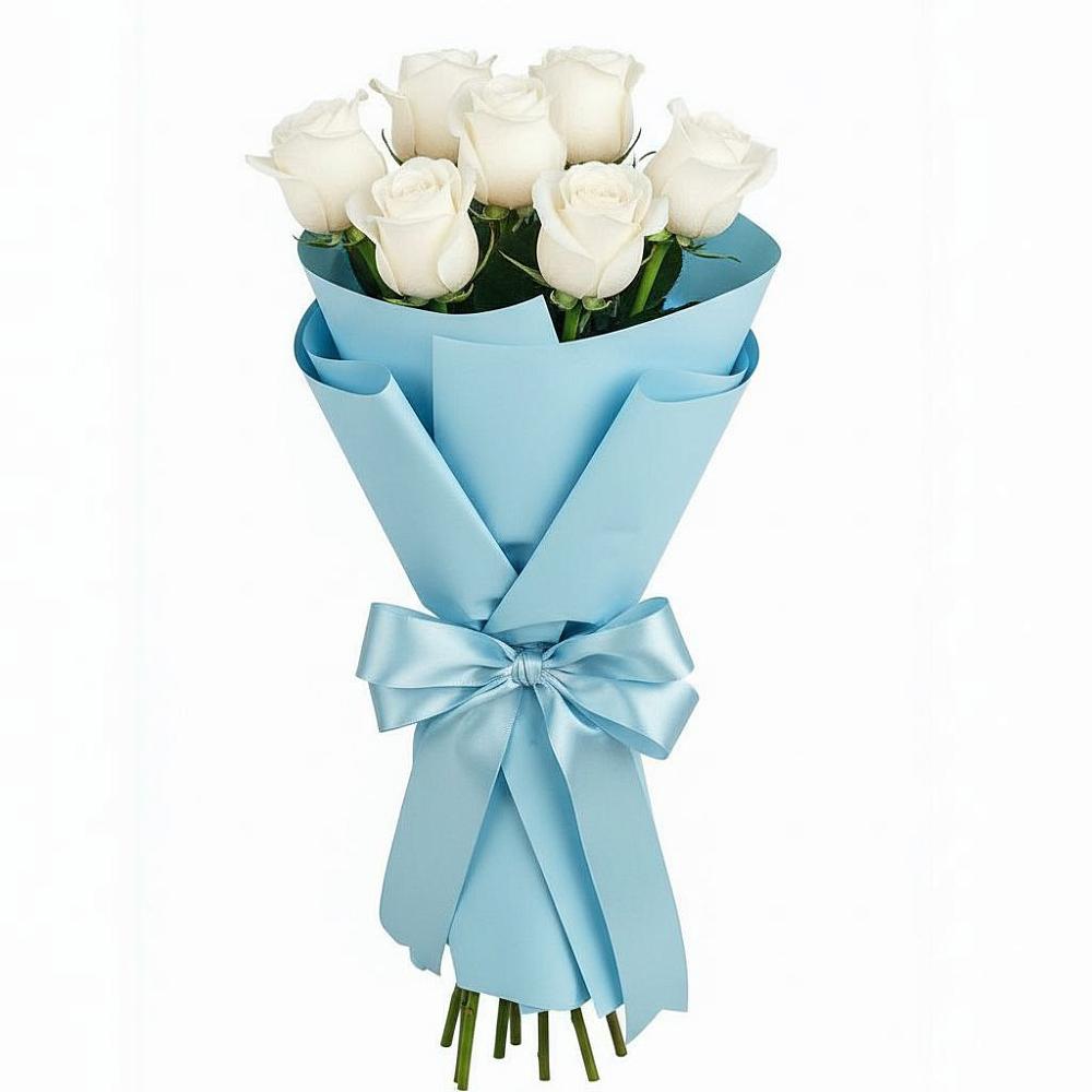 Букет 7 белых роз Проуд в Ростошах