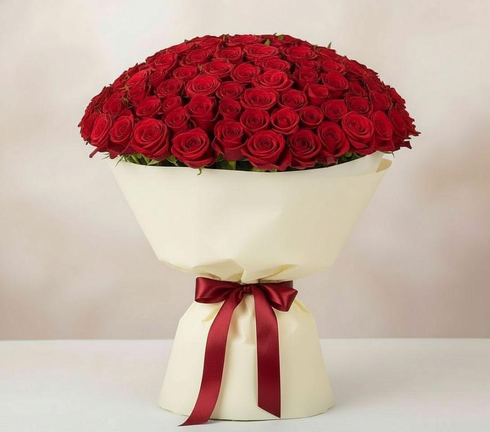Букет 101 Красная роза Милано в Ростошах