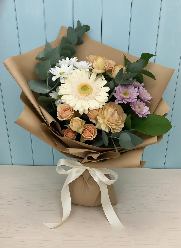 Букет цветов из: Герберы и Хризантемы в Ростошах