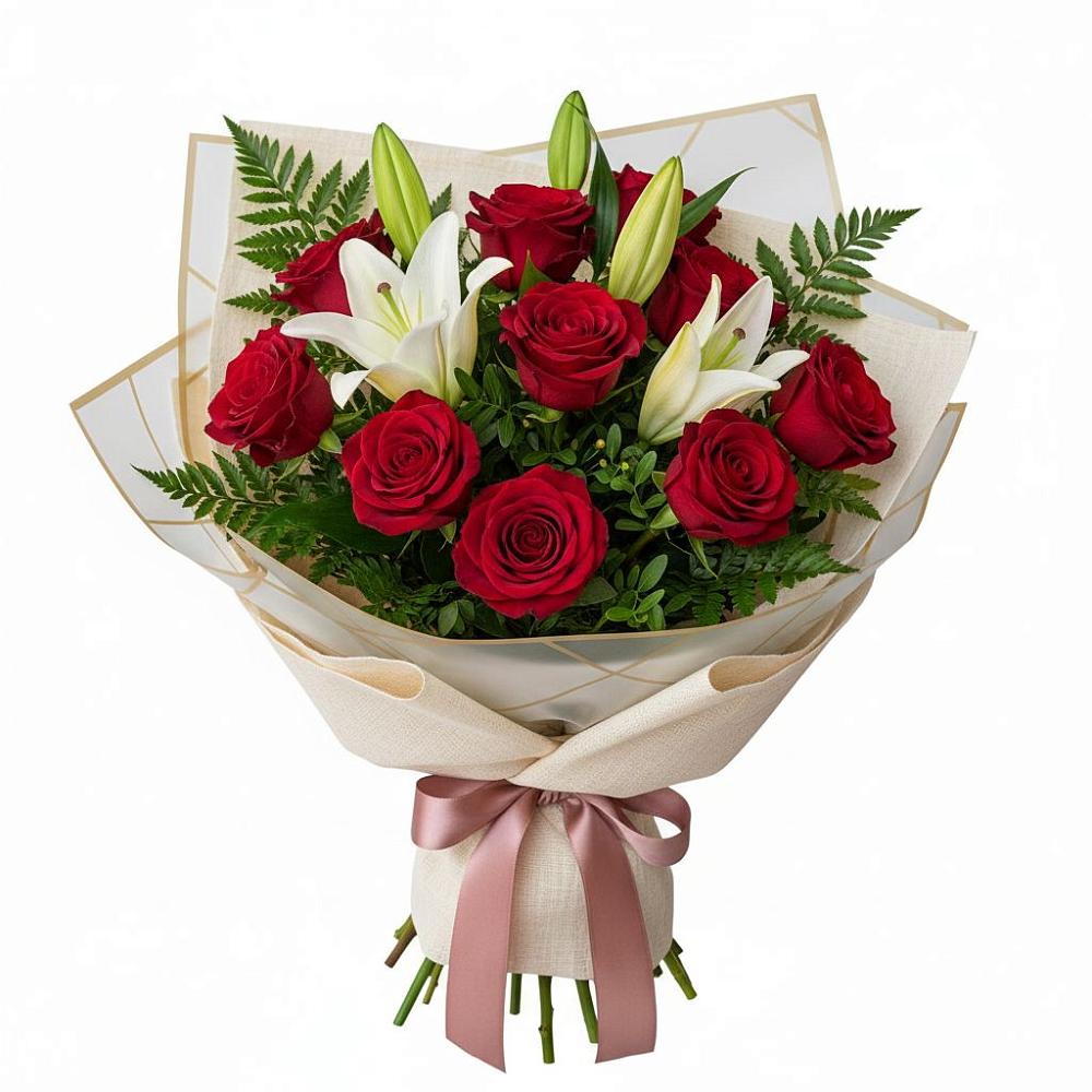 Букет цветов из: Лилии и Розы в Ростошах