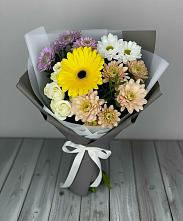 Букет цветов из:  Розы, Герберы и Хризантемы в Ростошах