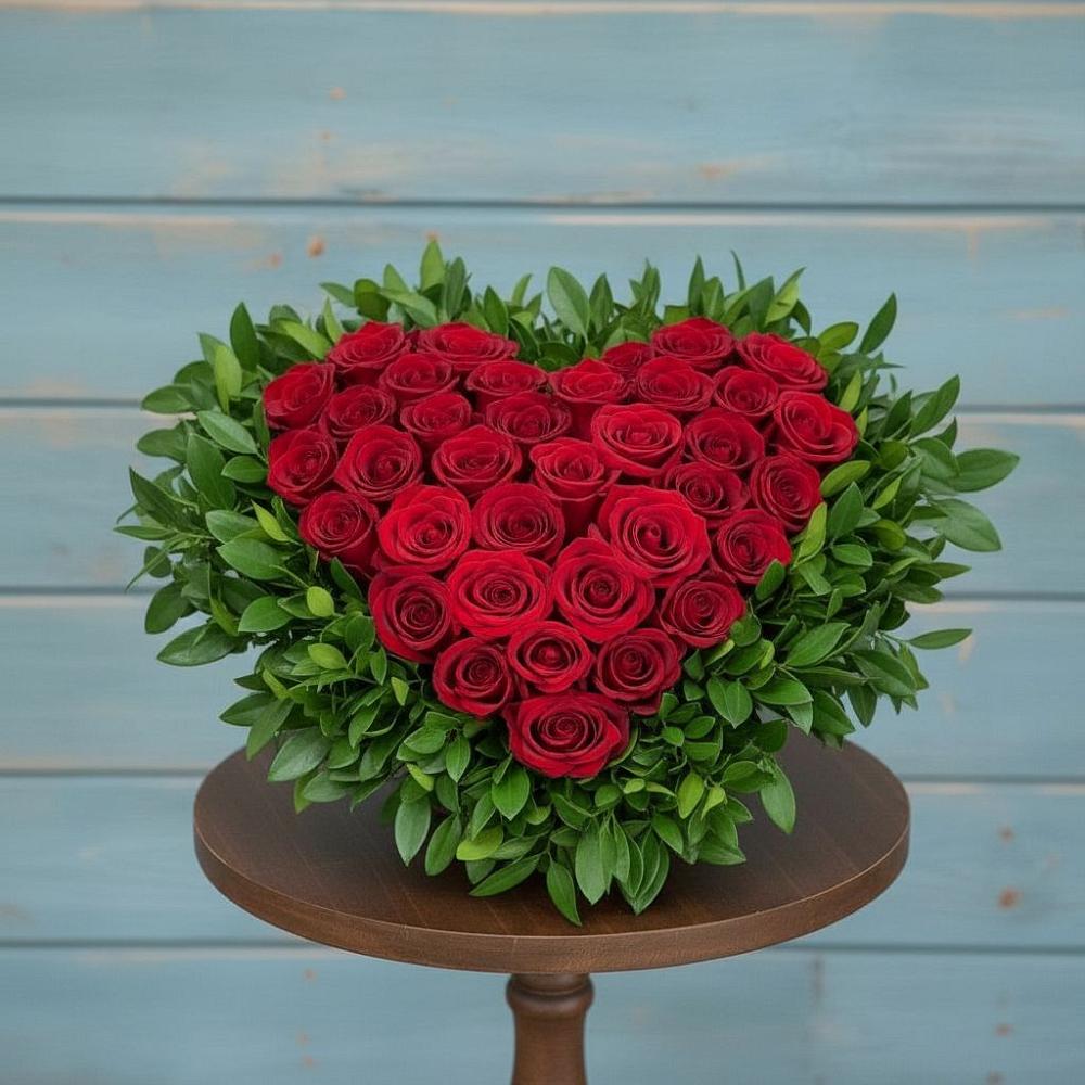 Цветочная композиция из Розы в виде сердца в Ростошах