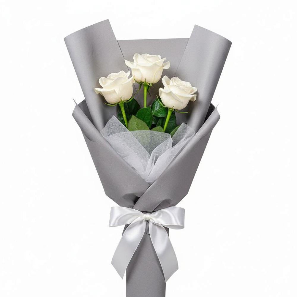 Букет 3 белые розы в Ростошах