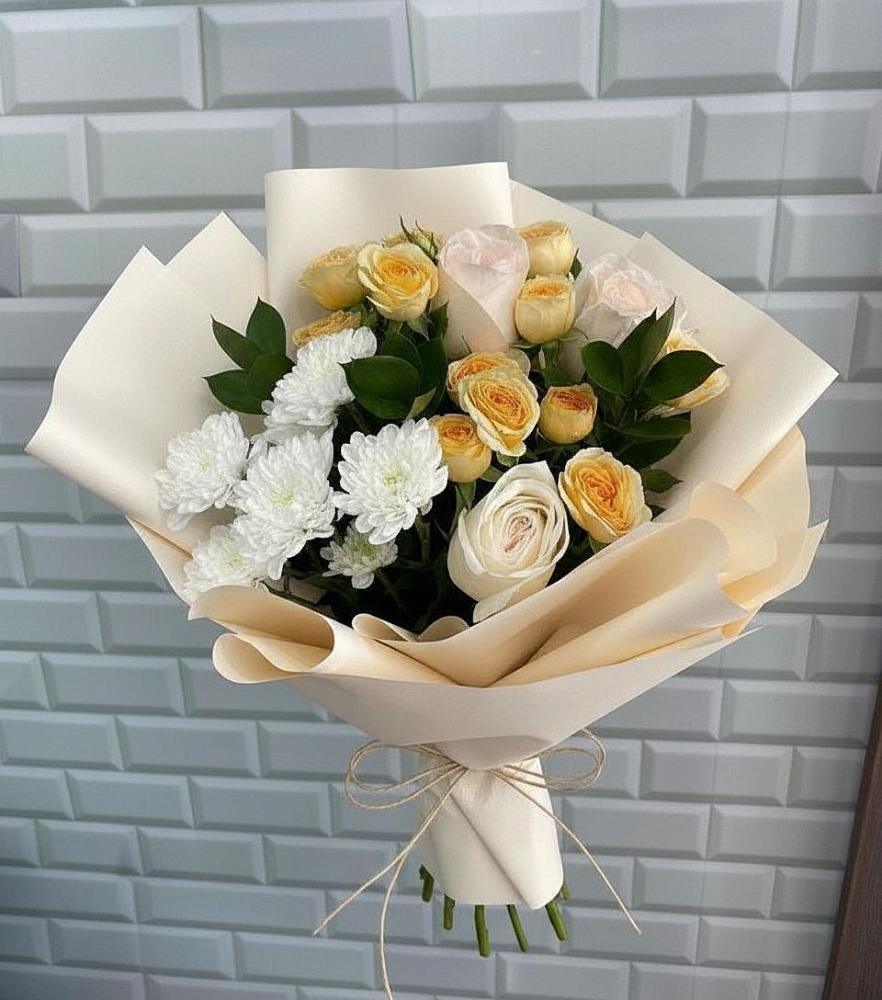 Букет цветов из: Розы и Хризантемы в Ростошах