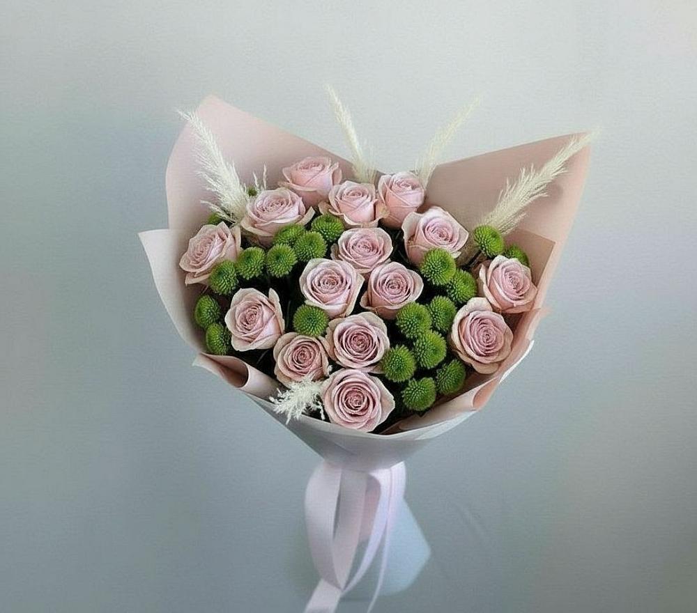 Букет цветов из: Розы и Хризантемы в Ростошах