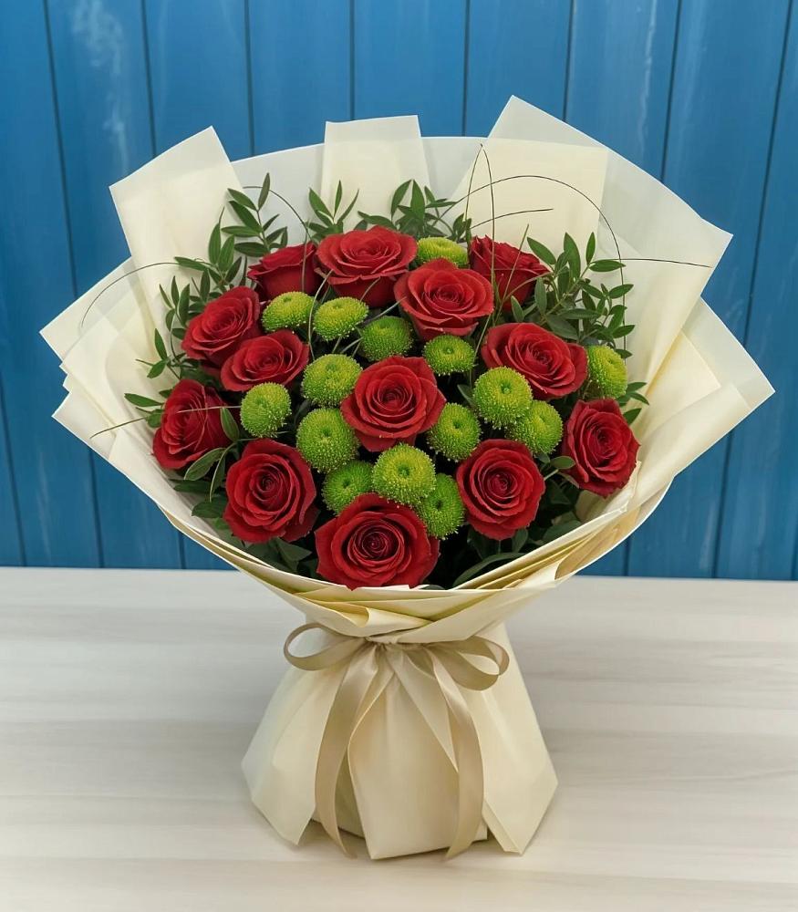 Букет цветов из: Розы и Хризантемы в Ростошах